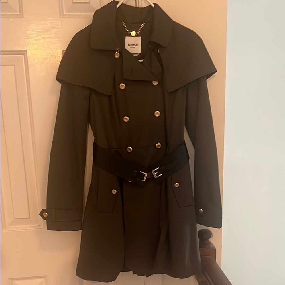NWOT Bebe Green Trench Coat